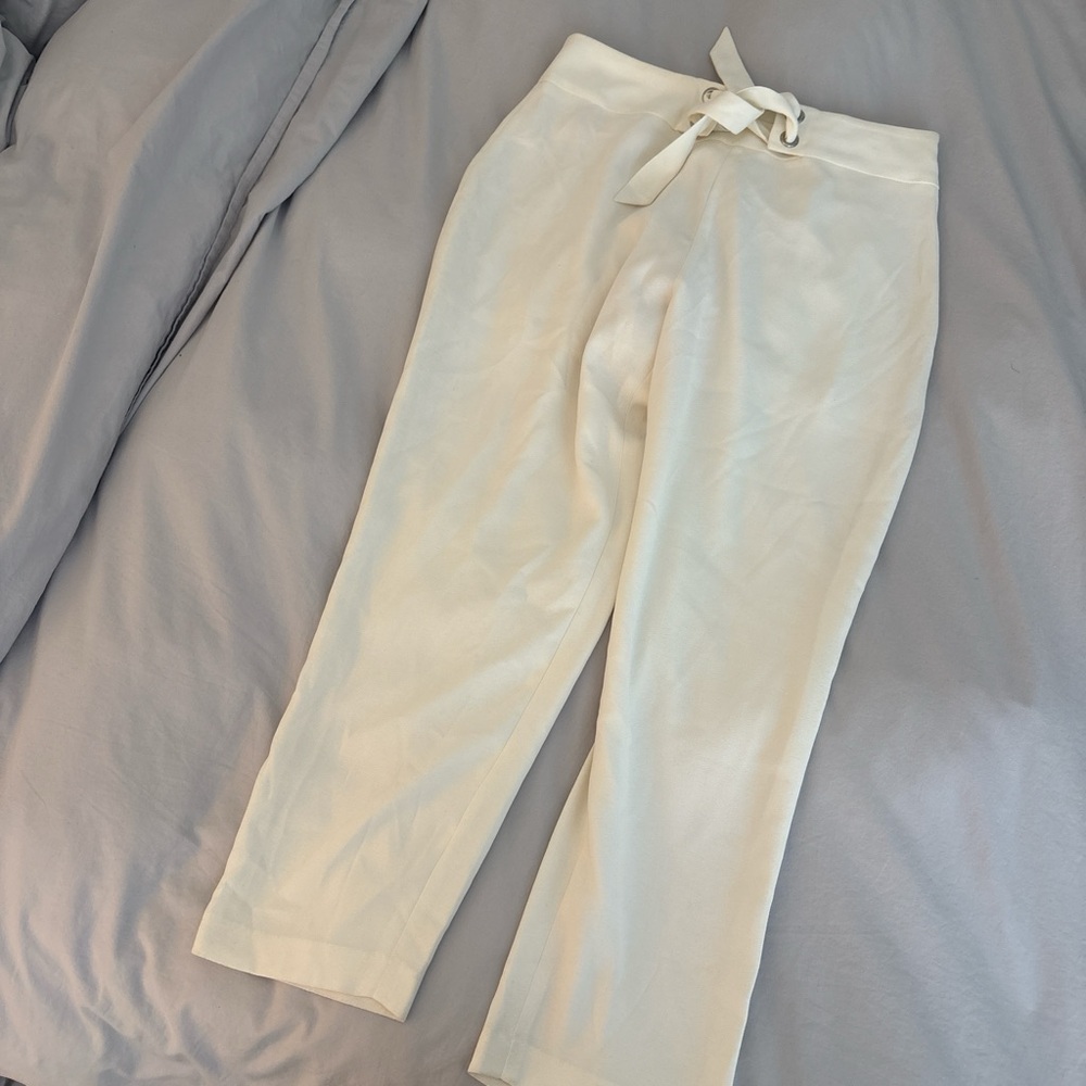Leith Off-White Tie-Waist Trousers
